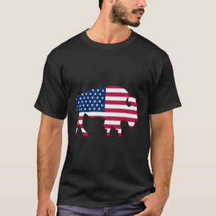 Patriotic Us Flag Buffalo T-Shirt