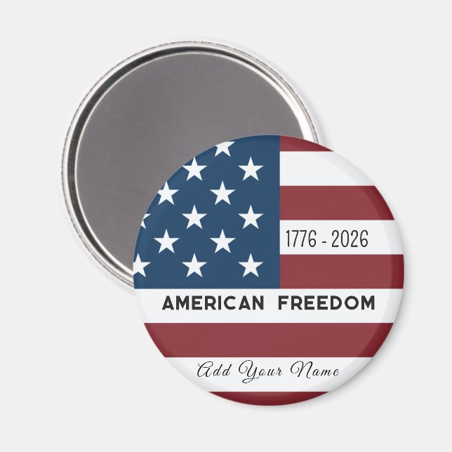 Patriotic US Flag Custom Text Name Magnet (Front/Back)