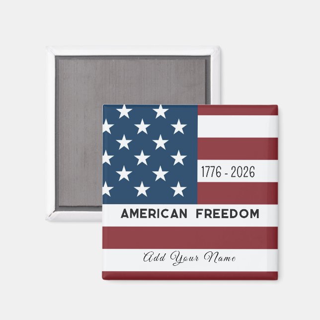 Patriotic US Flag Custom Text Name Magnet (Front/Back)