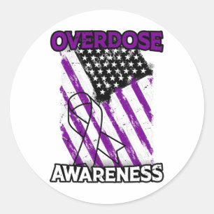 Patriotic Us Flag Drug Overdose Opioid Overdose Aw Classic Round Sticker
