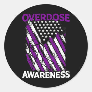 Patriotic Us Flag Drug Overdose Opioid Overdose Aw Classic Round Sticker