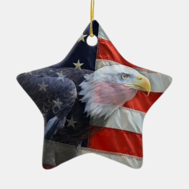 Patriotic US Flag Eagle Ornament (Front)