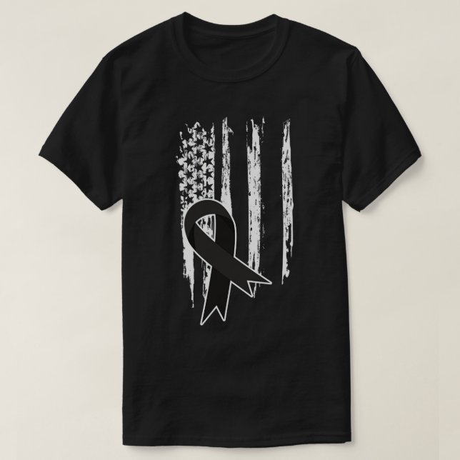 Patriotic US Flag Melanoma Skin Cancer Warrior T-Shirt (Design Front)