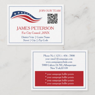 Patriotic US Flag Political Campaign QR Code Business Card
