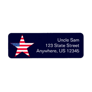 Patriotic US Flag Star Return Address Label