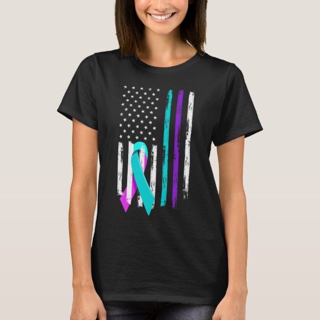 Patriotic Us Flag Support Suicide Prevention Aware T-Shirt (Front)