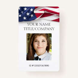 PATRIOTIC US flag Template Employee Photo Name ID ID Badge