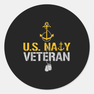 Patriotic us naval veteran since 1775 anchor proud classic round sticker