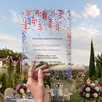 Patriotic US red blue confetti birthday party