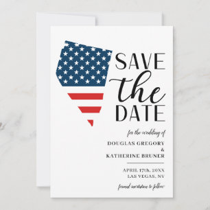 Patriotic US State of Nevada Destination Wedding Save The Date