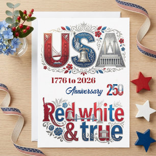 Patriotic USA 250 Anniversary American Historical Holiday Card