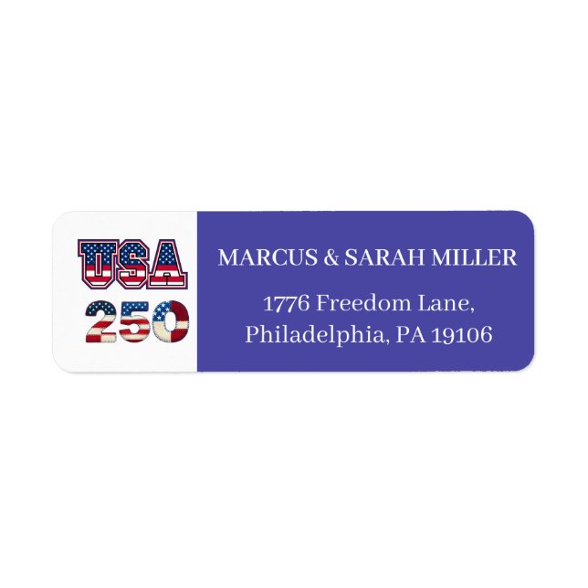 Patriotic USA 250 Anniversary Return Address Label (Front)