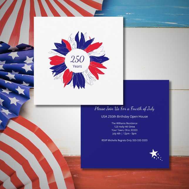 Patriotic USA 250 Years 4th of July Red White Blue Invitation (Creator Uploaded)