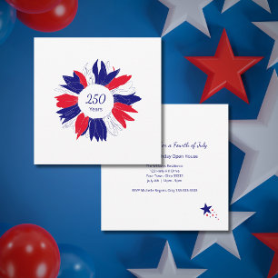 Patriotic USA 250 Years Floral 4th of July BBQ Invitation