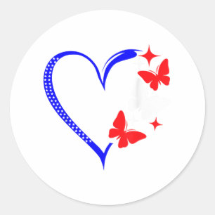 Patriotic Usa 4th Of July Heart With Red White But Classic Round Sticker