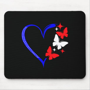 Patriotic Usa 4th Of July Heart With Red White But Mouse Pad