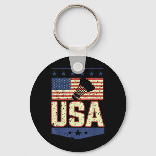 Patriotic Usa American Flag Badminton Player - Bir Key Ring