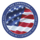 Patriotic USA American Flag Blue Return Address