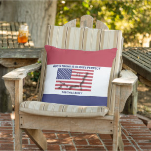 PATRIOTIC USA AMERICAN FLAG Custom Family Name Cushion