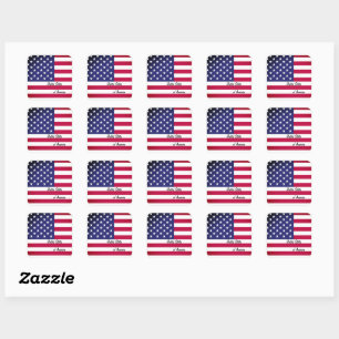 Patriotic USA & American flag, holiday / sports Square Sticker