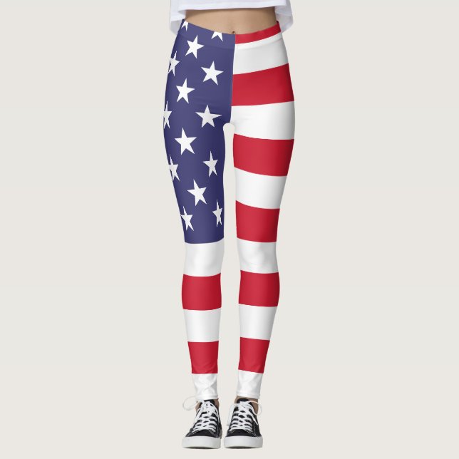 Patriotic USA American flag Leggings (Front)