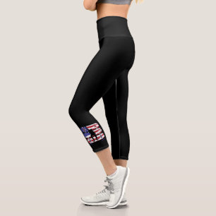 Patriotic USA American Flag Mens Skateboarding Capri Leggings
