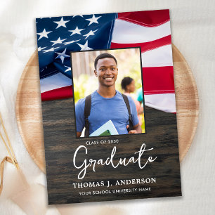 Patriotic USA American Flag Military Graduation Invitation