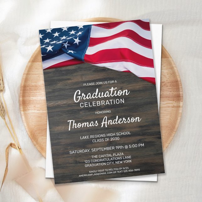 Patriotic Usa American Flag Military Graduation Invitation Postcard (Creator Uploaded)