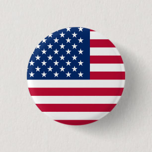 Patriotic USA American Flag Red White and Blue 3 Cm Round Badge