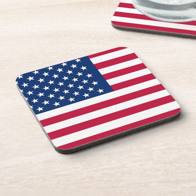 Patriotic USA American Flag Red White and Blue  Coaster (Left Side)