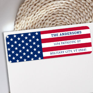 Patriotic USA American Flag Return Address Return Address Label