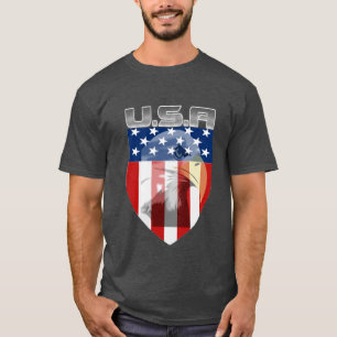 Patriotic USA American Flag Shield and The Eagle T-Shirt