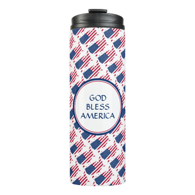 Patriotic USA AMERICAN Flag Thermal Tumbler (Front)