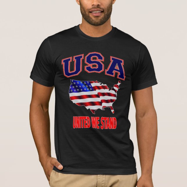 Patriotic USA American Flag United We Stand T-Shirt (Front)