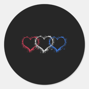 Patriotic Usa American Hearts Armed Forces 4th Of Classic Round Sticker