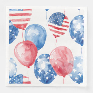 Patriotic USA Balloons Napkin