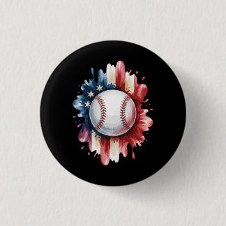 Patriotic USA Baseball American Flag Vintage Sport 3 Cm Round Badge