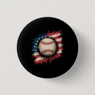 Patriotic USA Baseball American Flag Vintage Sport 3 Cm Round Badge