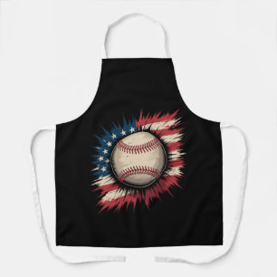 Patriotic USA Baseball American Flag Vintage Sport Apron