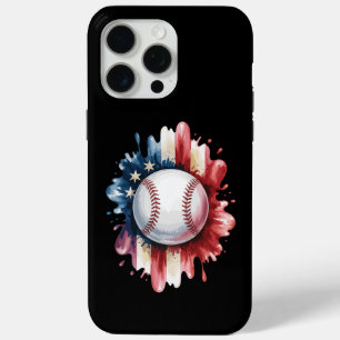 Patriotic USA Baseball American Flag Vintage Sport iPhone 15 Pro Max Case