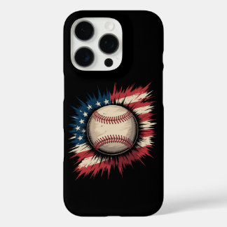 Patriotic USA Baseball American Flag Vintage Sport iPhone 16 Pro Case
