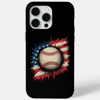 Patriotic USA Baseball American Flag Vintage Sport iPhone 15 Pro Max Case