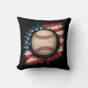 Patriotic USA Baseball American Flag Vintage Sport Cushion