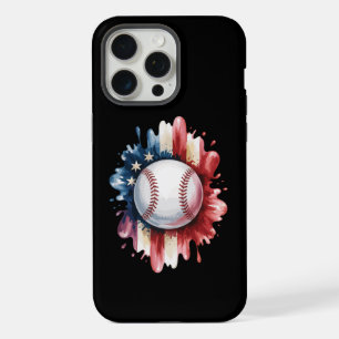 Patriotic USA Baseball American Flag Vintage Sport iPhone 15 Pro Max Case