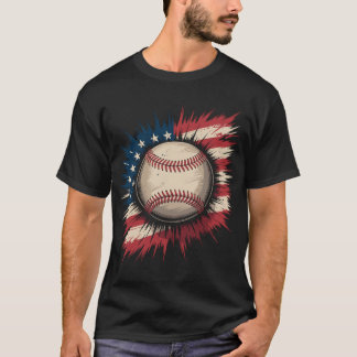 Patriotic USA Baseball American Flag Vintage Sport T-Shirt
