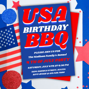 Patriotic USA BBQ Party Invitation
