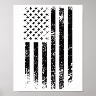 Patriotic Usa Black American Flag Distressed Grung Poster