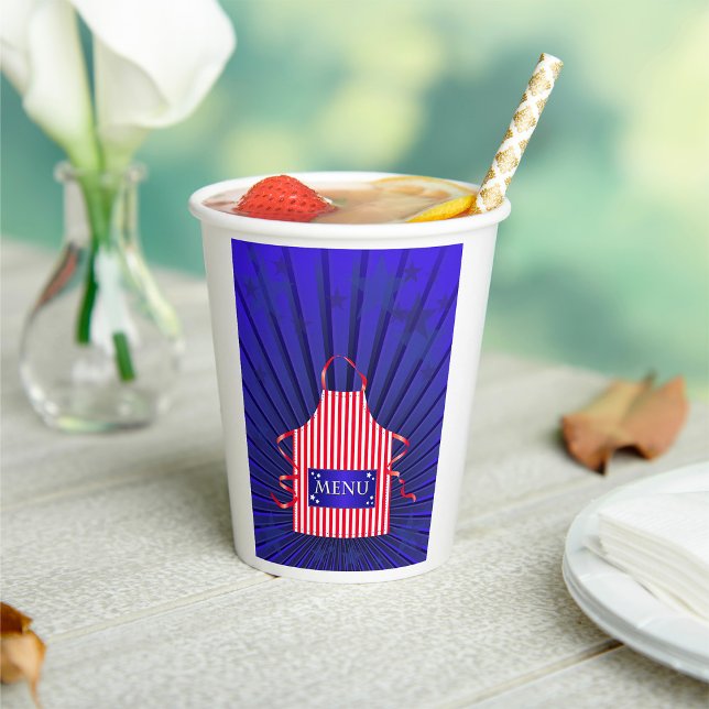 Patriotic USA Chef Red White Blue BBQ Cooking  Paper Cups (Creator Uploaded)