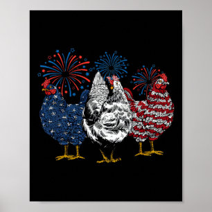 Patriotic Usa Chicken 4th Of July Independence Day Poster