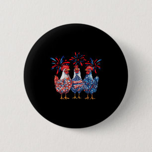 Patriotic Usa Chicken 4th Of July Us Flag Independ 6 Cm Round Badge